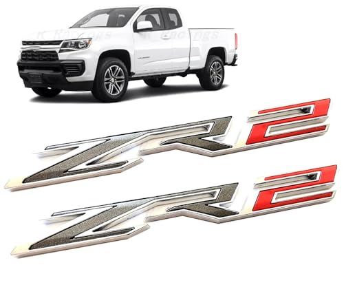 Image of 2Pcs Rear Tailgate ZR2 Emblems Truck Badge Sticker Compatible with 2019+ Colorado 1500 (Chrome)