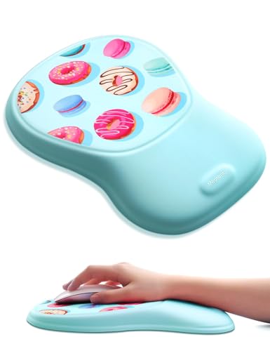 Alfombrilla de mouse con reposamuñecas, almohadilla ergonómica para computadora, cojín de brazo de espuma viscoelástica suave para escritorio, mano de palma, oficina, laptop, escritura, cian