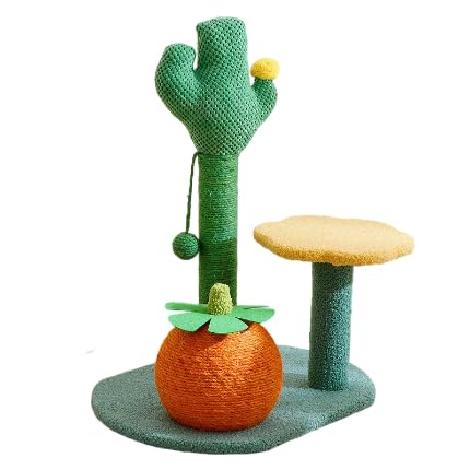 キャットタワー ミニキャットタワー サボテン 小型 ロースタンド コンパクト 省スペース 麻縄 爪とぎ ハンモック インテリア シンプル かわいい (a)