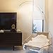 Brightech Sparq Arc Floor Lamp, Ultra Bright Lamp for Living Rooms & Offices – 3-Way Dimmable Smart, Tall Contemporary Standing Lamp for Reading in Bedrooms - Silver