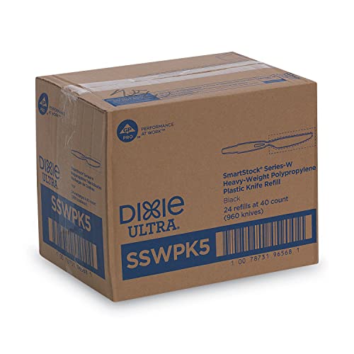 Image of Dixie SSWPK5 SmartStock Wrapped Heavy-Weight Cutlery Refill, Knife, Black, 960 /CT