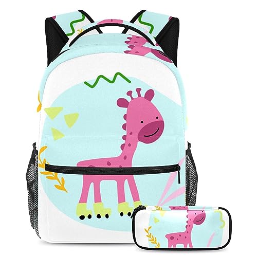 Sac à dos motif singe grand volume avec trousse scolaire, lot de 2 résistant et léger