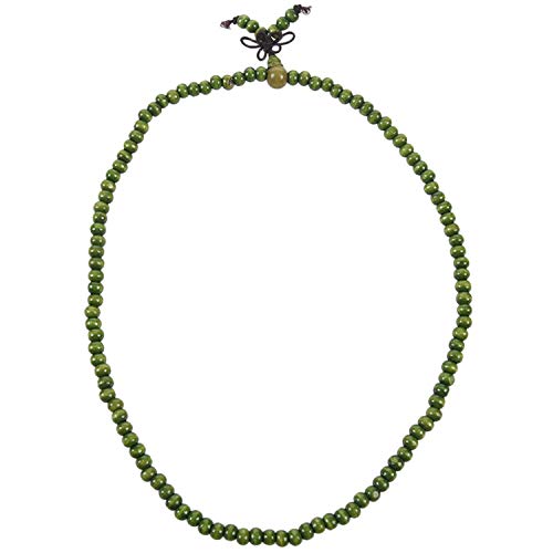 SAROAD 6mm Collar de Madera de Sandalo de Rosario de Budista Cuentas de oracion Verde Oliva 2pzs