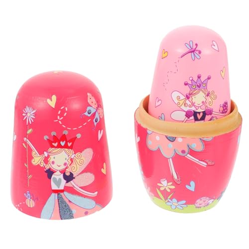 ULTNICE 6pcs russische Nesting Dolls Matroschka Holz Engel Stapeln Spielzeug Puppe