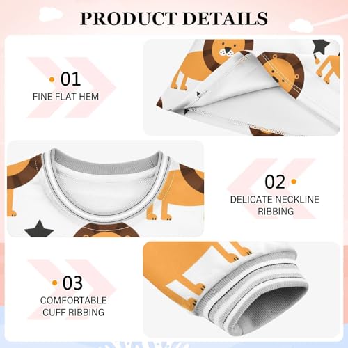 Cartoon Lions Girls Dresses Long Sleeve Sweatshirt Dress for Girls Winter Toddler Casual A Line Dresses Size 2-8T3