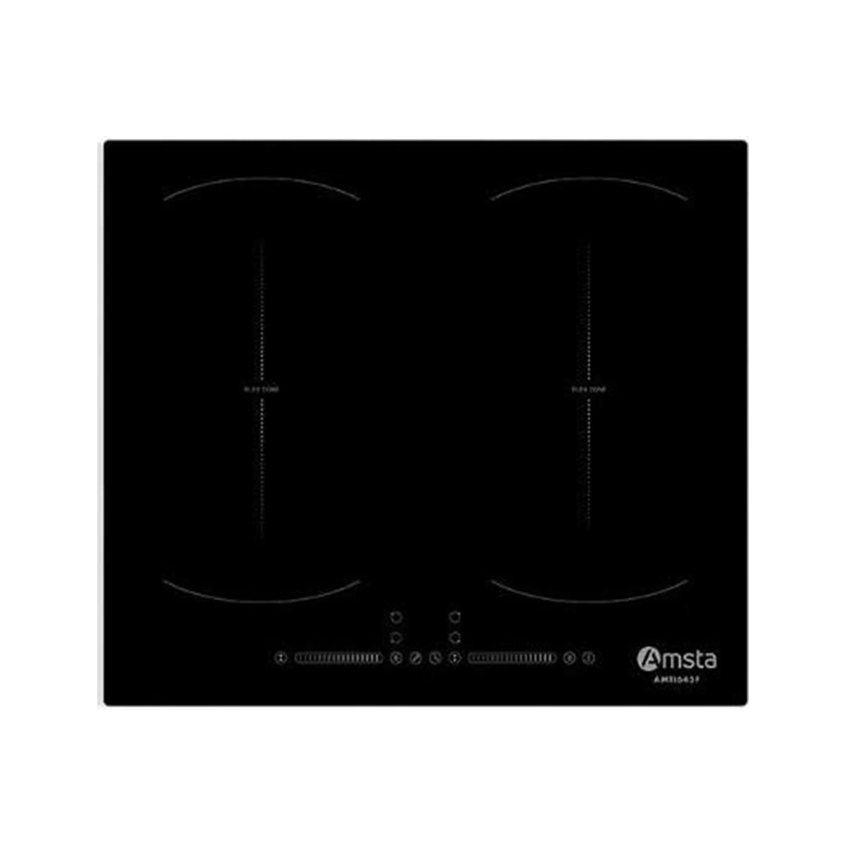 AMSTA Placa de Inducción de 60 cm, 4 Fuegos, 2 Zonas Flexibles, 7400W, Función Booster y Temporizador, Control Táctil