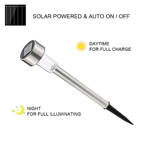 Leeofty Solar Powered LEVOU Luz Do Gramado de Aço Inoxidável Lâmpada Da Paisagem Do Jardim com a Ins