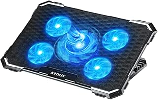 KYOLLY Upgrade Laptop Cooling Pad,Gaming Laptop Cooler with 5 Quiet Fans,2 USB Ports,5 Adjustable Stand Height,Blue LED Lights,for 10-17.3 Inch Laptops