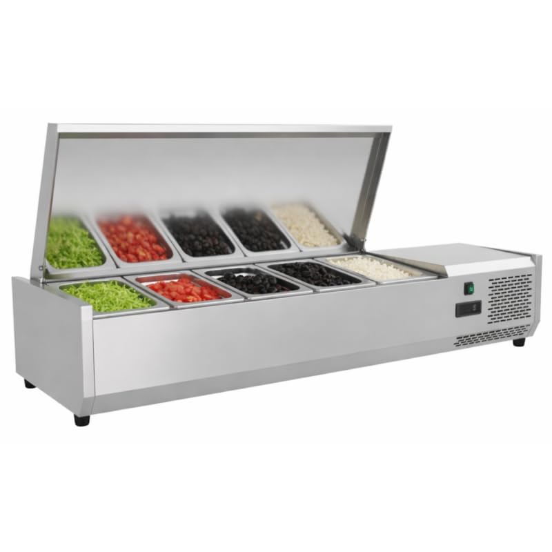 Saladette Réfrigérée à Ingrédients Inox 1400 mm - 4 GN 1/3 + 1 GN 1/2