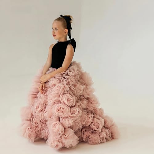 High Neck Tulle Flower Girl Dresses for Wedding Kids Princess Pageant Dress Girls Prom Party Ball Gown2