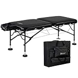 Master Massage StratoMaster 30 Inch Portable Massage Table Aluminum, Folding Spa Massage Bed, Ultra Lightweight Height Adjustable Tattoo Bed, with Free Carrying Case (Standard)