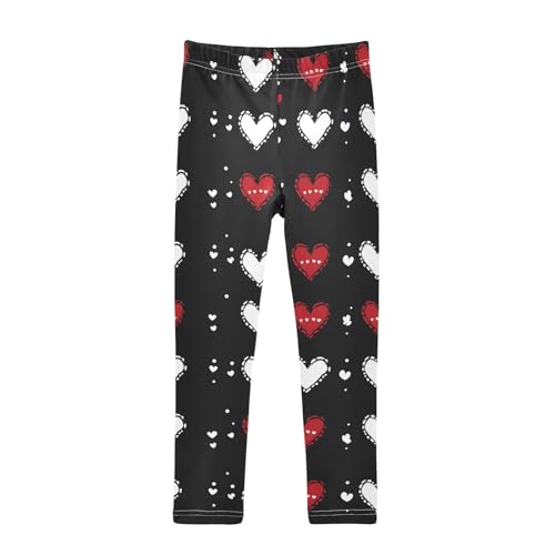 Valentines Heart Red Girls Leggings Soft Stretch Workout Yoga Dance Pants for Kids Casual Tights