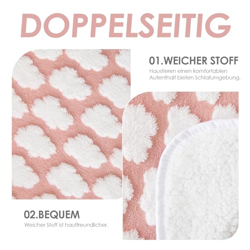 Amarrirose wasserdichte Hundedecke - 80x100 cm Maschinenwaschbar, Kuschelig weiche Sofadecke mit kuscheliger Polsterung, 3D strukturierte Wolken, Warme weiche Katzendecke, Rosa