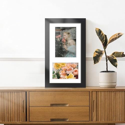 Image of DUENPY 8x14 Picture Frame Collage Display 4x6 and 5x7 Photos for Available Horizontal Wall Mounting Display and Vertical Black