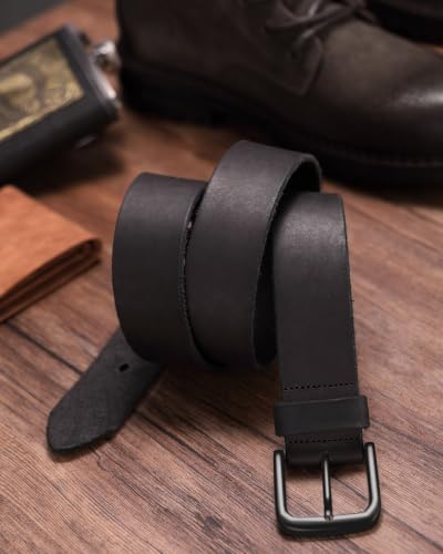 Image of CHAOREN Mens Belts Casual for Jeans - Full-Grain Leather, Durable Cowhide | Solid Buckle, Classic Style, Handmade, Daily Wear, Gift Box