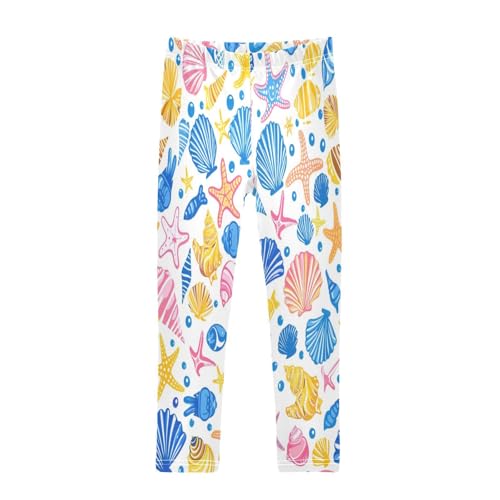 Bolaz Toddler Girls Leggings Printed Yoga Pants Leggings Blue Pink Shells for Kids