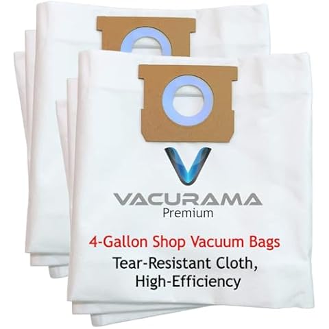 Vacurama Premium (6 Pack) High-Efficiency Cloth 4-Gallon Fine Dust Bags, Compatible for Shop Vac Type D, 91964, 9196400, 9196433, DeWalt DXVA25-4040, DXV04T, All Around Plus, Stanley, FloorMaster, E87 Cover