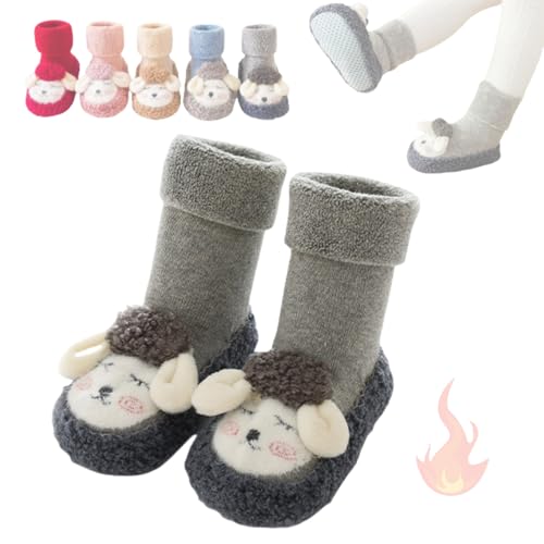 Baby Cartoon Plush Cotton Toddler Shoes, Fall Winter Non Slip Thickened Cartoon Plush Warm Cotton Shoes for Boy Girls Toddlers