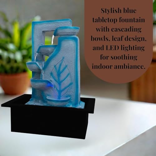 Image of LED Indoor Tabletop Water Fountain, Polyresin Cascading Waterfall Showpiece with Running Water and Light, Decorative Fountain for Home, Office, Living Room, Meditation, Vastu, Desk Decor
