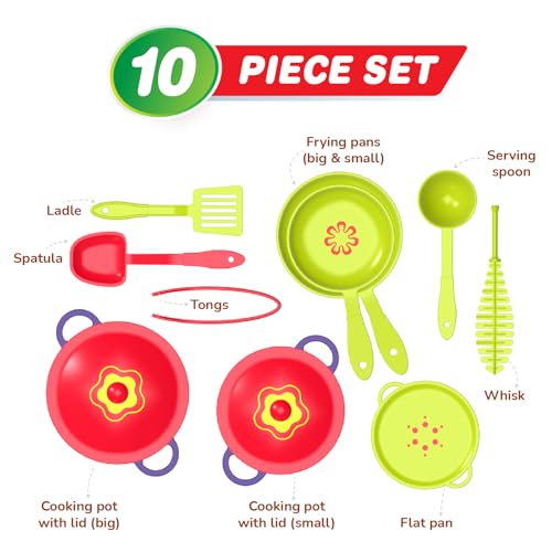 Image of Giggles Funskool Giggles Junior Chef's Playset - Colourful Pretend and Play Cooking Set, Role Play, Toy for Kids, 3 Years and Above, Preshool Toys, 10 Piece Set, Multicolour