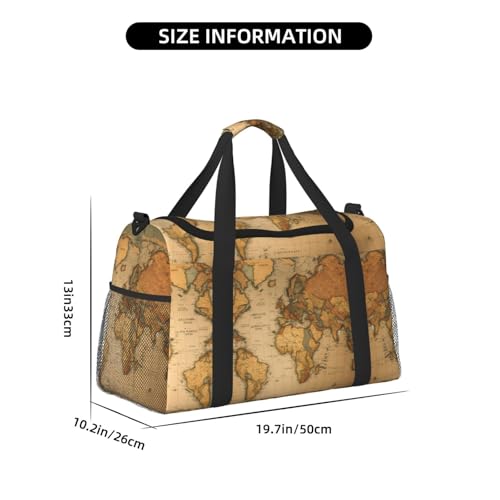 World Map Print Travel Duffle Bag Large Capacity Tote Stylish Weekender Bag for Outdoor Activities4