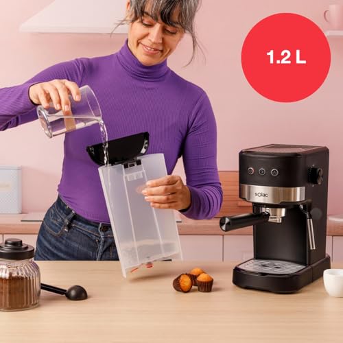 Miniatura 7 de Solac - Cafetera Semi Automatica Taste Slim Basic 1800w 20 Bar Cafe Espresso Y Cappuccino Vaporizador 1-2 Cafés Molido Y Monodosis Espuma Leche ! Calienta Líquidos Compacta 16x31x30