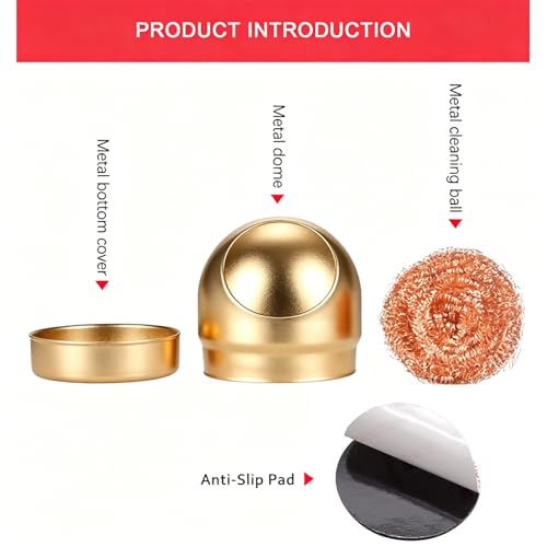 Image of Soldering Iron Tip Cleaner Non-slip Solder Tip Cleaning Wire Ball & Base Holder Soft Coiled Brass Tip Cleaner Kit (Gold)