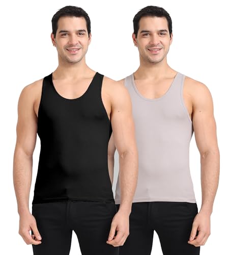 Image of Freecultr Cotton Vest for Men Sleeveless Lightweight Solid Round Neck Comfort Vest | Ultra-Soft Breathable Innerwear Sando for Gym, Sports, Workout, and Everyday Wear | Regular Fit and Durable Design
