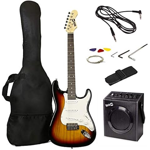 RockJam Electric Guitar Superkit with 10-watt Amp, Gig Bag, Picks & Online Lessons 6 String Pack, Right, Sunburst, Full (RJEG03-SK-SB) Cover