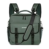 JIATEMET 3 Ring Zipper Binder Bag for 700+ Sheets Capacity Detachable Backpack Straps & Shoulder 14 Inch Laptop for School and Office(Green)