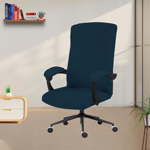 Image of Eleganta Stretch Boss Office Chair Cover Printed Computer Chair Covers with Armrest Cover Universal Removable Spandex Rotating Chair Slipcovers Soft Desk Chair Seat Protector Dark Teal (Pack of 1)