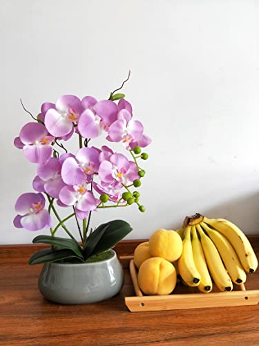 Ihealthcomfort Faux Purple Orchid Artificial Flowers Phalaenopsis Plants With Vase For Home Kitchen Office Desk Table Wedding Party Hotel Decoration Arrangement #TOP4