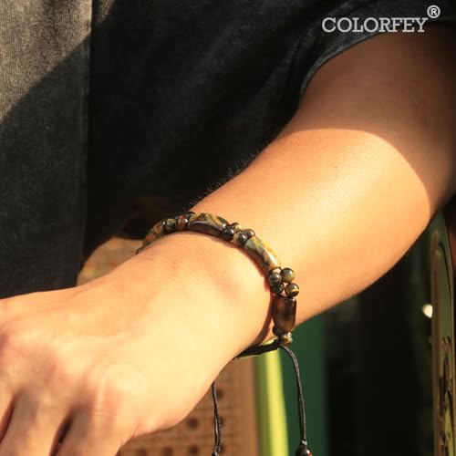 Mens Tiger Eye Stone Bracelet - COLORFEY Real Mens Beads Bracelets Unique Tiger Eye Crystal Bracelet4