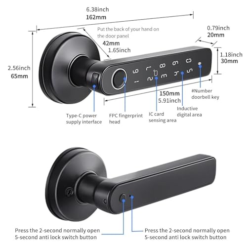 Serrure Connectée Tuya Bluetooth Poignée Numérique Empreinte Digitale - 4