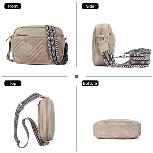 BOSTANTEN Quilted Crossbody Bags for Women Vegan Leather Purses Small Shoulder Handbags with Wide Strap
