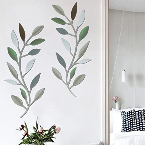 2 pezzi in metallo decorazioni da parete foglia