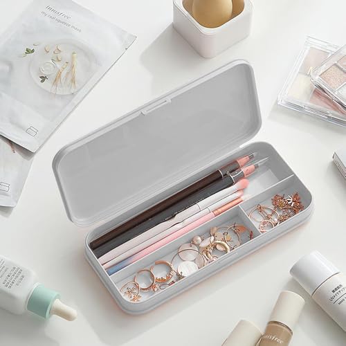 Estojo de lápis de papelaria fosco simples, estojo multifuncional para armazenamento de papelaria - cinza