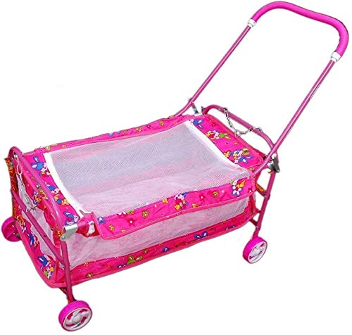 Image of AVANI METROBUZZ Beautiful Printed Lightweight Baby Cradle Cot Cum Stroller (Color - Pink)