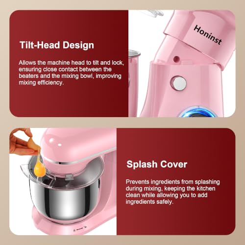 Image of Honinst 4QT Electric Stand Mixer, 10-Speed Tilt-Head Compact Kitchen Mixer