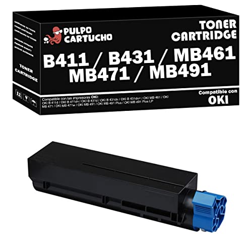 Pulpo Cartucho   Toner B411 / B431 / MB461 / MB471 / MB491 Compatible con Oki 44574702   Valido para Oki B 411d, B 411dn, B 431d, B 431dn, B 431dn+, MB 461, MB 471, MB 471w, MB 491