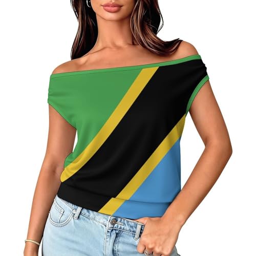 Tanzania Flag Womens Tops Short Sleeve V Neck Tee Shirts Business Work Blouse XX-Large (xx_l)