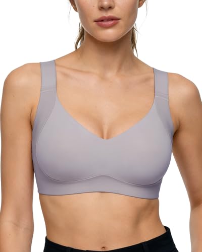 Gailife Womens Wireless Jelly Lift Bra Seamless Push Up Bra No Underwire Soft Full Coverage T-Shirt Bralettes Everyday Bras Silver Grey XXL