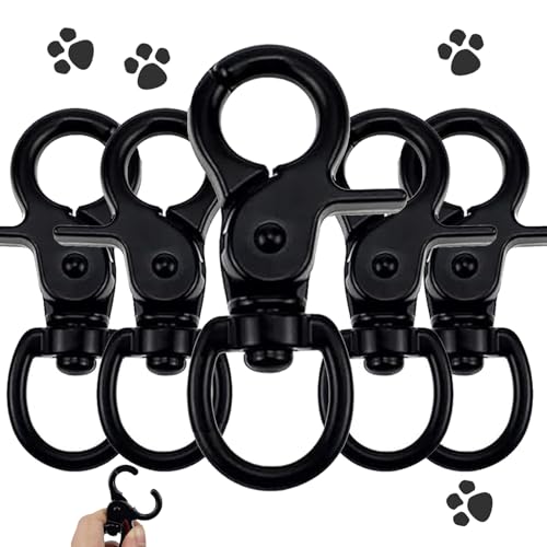 5 Stück Scherenkarabiner Klein, Karabinerhaken Wirbelkarabiner, Schnapphaken mit Drehgelenk, Hundeleine Karabiner, Robust Bolzen Karabiner, für Hunde Gepäckschnalle Drehbar