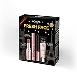 L'Oréal Paris Fresh Face Primer, Lipstick & Mascara Trio Gift Set Prime Lab 24H Pore Minimiser Primer, Hydrating Balm-In-Lipstick In 191 Nude Heaven & Lash Paradise Mascara Enriched With Castor Oil