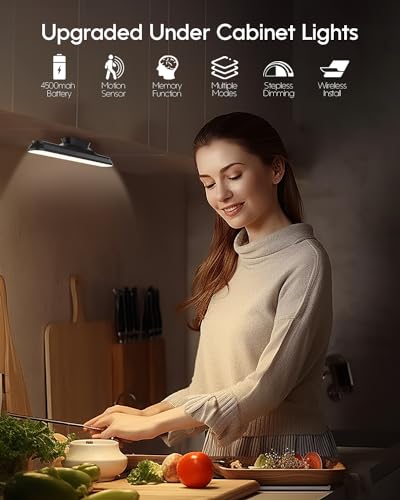 Image of Rossetta Under Cabinet Lights, 78 LED Lights Battery Operated Motion Sensor Light Indoor, Wireless Rechargeable Dimmable Closet Lights Under Cabinet Lighting for Kitchen Closet Stairs Hallway
