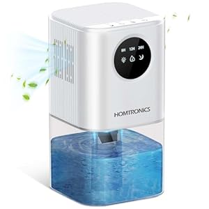 1700ML Deshumidificador Eléctrico, [Temporización] Homtronics Silencioso Pequeño Deshumidificador de Humedad con 7 Colores Luz, Apaga Automáticamente, Dehumifier pare Cuarto, Closet, Bañoz (Blanco)