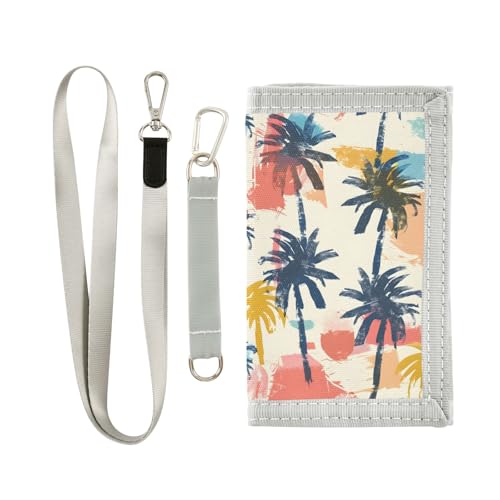ALAZA Kids Wallets for Boys Girls Toddler Trifold Wallet Children Small Coconut Tree Retro with Zipper Coin Pocket