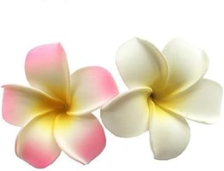 مشابك شعر بتصميم زهرة هاواي فرانجيباني بلوميريا بلون ابيض وزهري، مشابك شعر من الفوم على شكل زهرة للحفلات والشاطئ للنساء، مشابك شعر عصرية للنساء، اكسسوارات شعر 7 سم