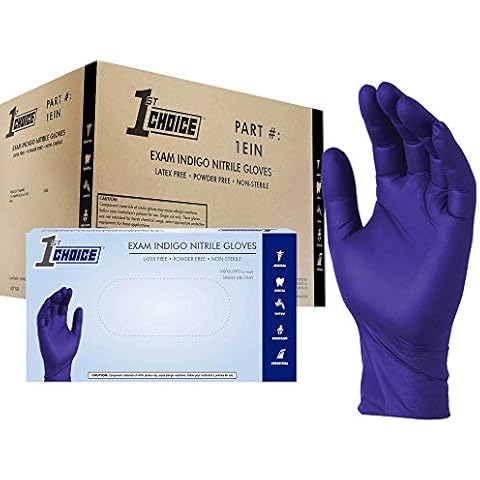 1st Choice Indigo Nitrile Disposable Exam Gloves, 3 Mil, Case of 1000, M Cover