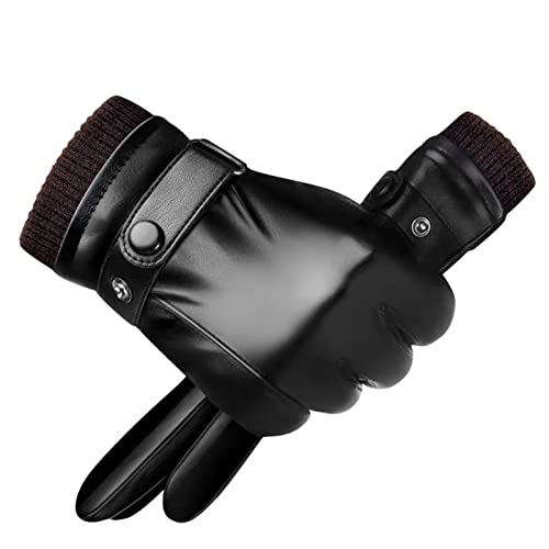 SANWOOD Skihandschuhe Winter Winddicht Touchscreen Kunstleder Fahrradhandschuhe Fleece Futter für kaltes Wetter 1 Paar Braun Einheitsgröße Cover